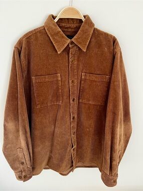Men's Corduroy Button-Down Shirt — Brown